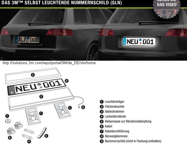 Selbstleuchtendes Nummernschild, 3M