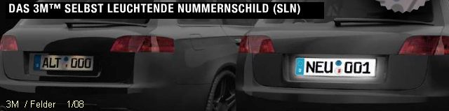 Selbstleuchtendes Nummenrschild von 3M